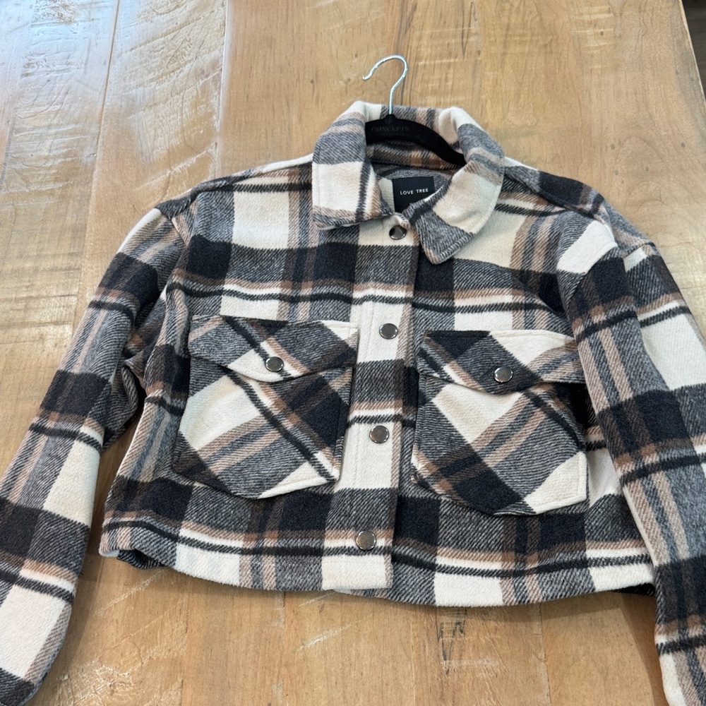 Love Tree Checkered Button-Up Jacket
